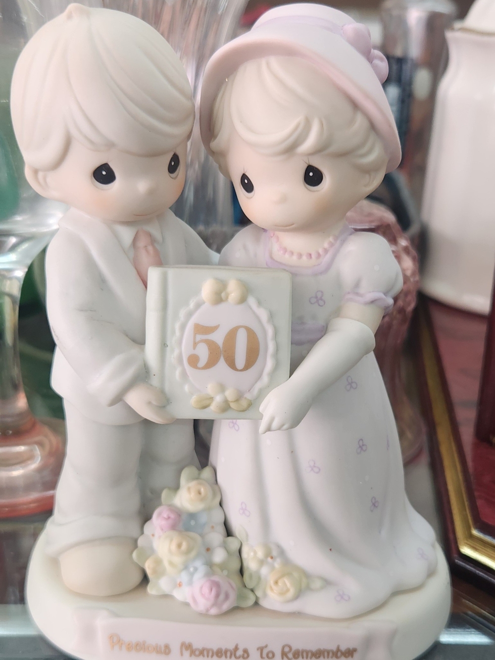Precious Moments White & Light Pink 50th Anniversary Couple Figurine